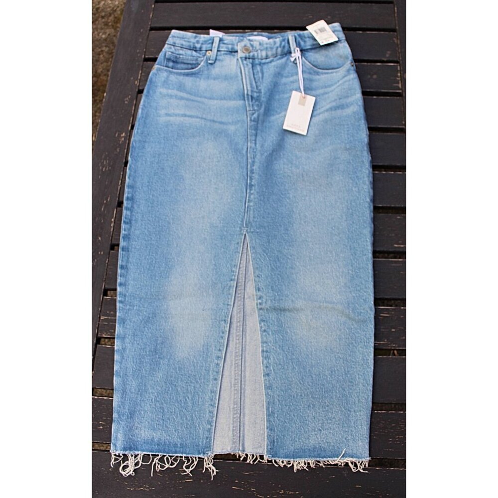 New w/Tags - Good American Crossover Denim Jeans Midi Skirt - WAY OVERSIZED - Picture 7 of 12